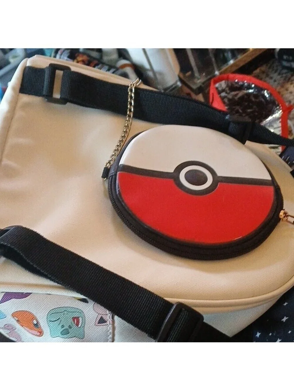 Pokémon Mini Backpack Beige Multicolor Character Print Zip Adjustable Strap